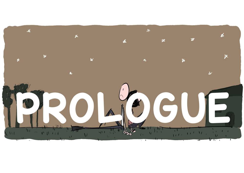 Prologue. Cover page with Alex and Nicole looking at the stars while sitting on the grass.